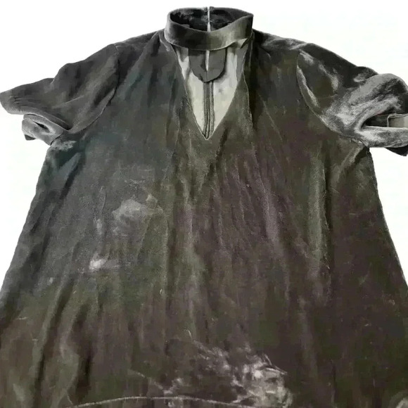 Madewell Top Womens Small Dark Brown Silk Blend Velvet Choker Gothic Metallic - Picture 4 of 10